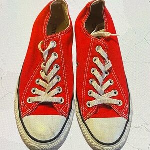 Red Converse, size women 8, wore couple of times